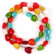 Turkis - Howlit hjerter. Farve mix. 12 mm. 1 streng.